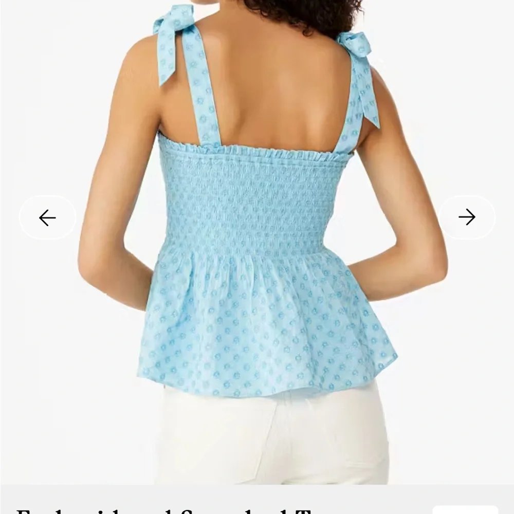 kate spade Blue Smocked Peplum Camisole with Tie Straps